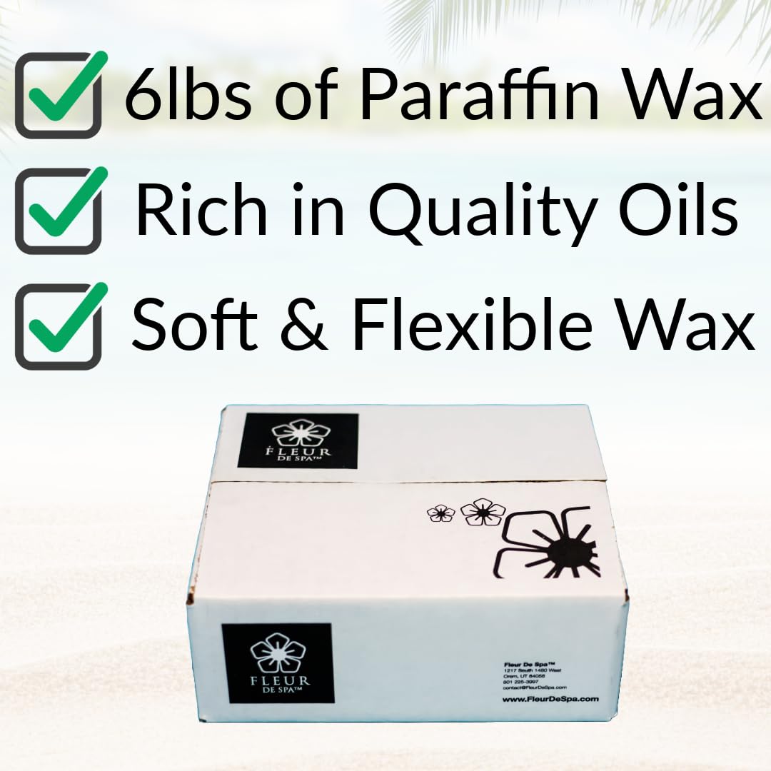 Paraffin Wax Refills 6lb by Fleur De Spa – Made in USA with Coconut and Jojoba Oils