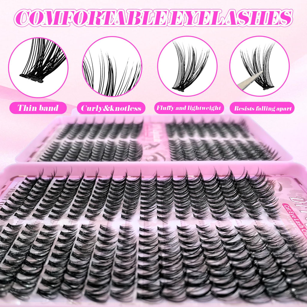Floranest Lash Clusters Kit – 560 Pcs DIY Eyelash Extensions 9–16mm, D Curl, Fluffy Wispy + Bond & Seal