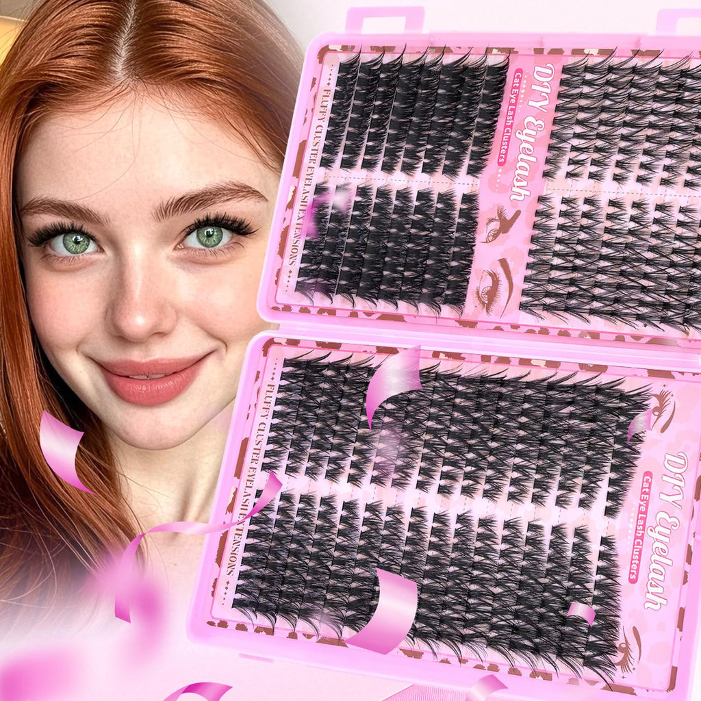 Floranest Lash Clusters Kit – 560 Pcs DIY Eyelash Extensions 9–16mm, D Curl, Fluffy Wispy + Bond & Seal
