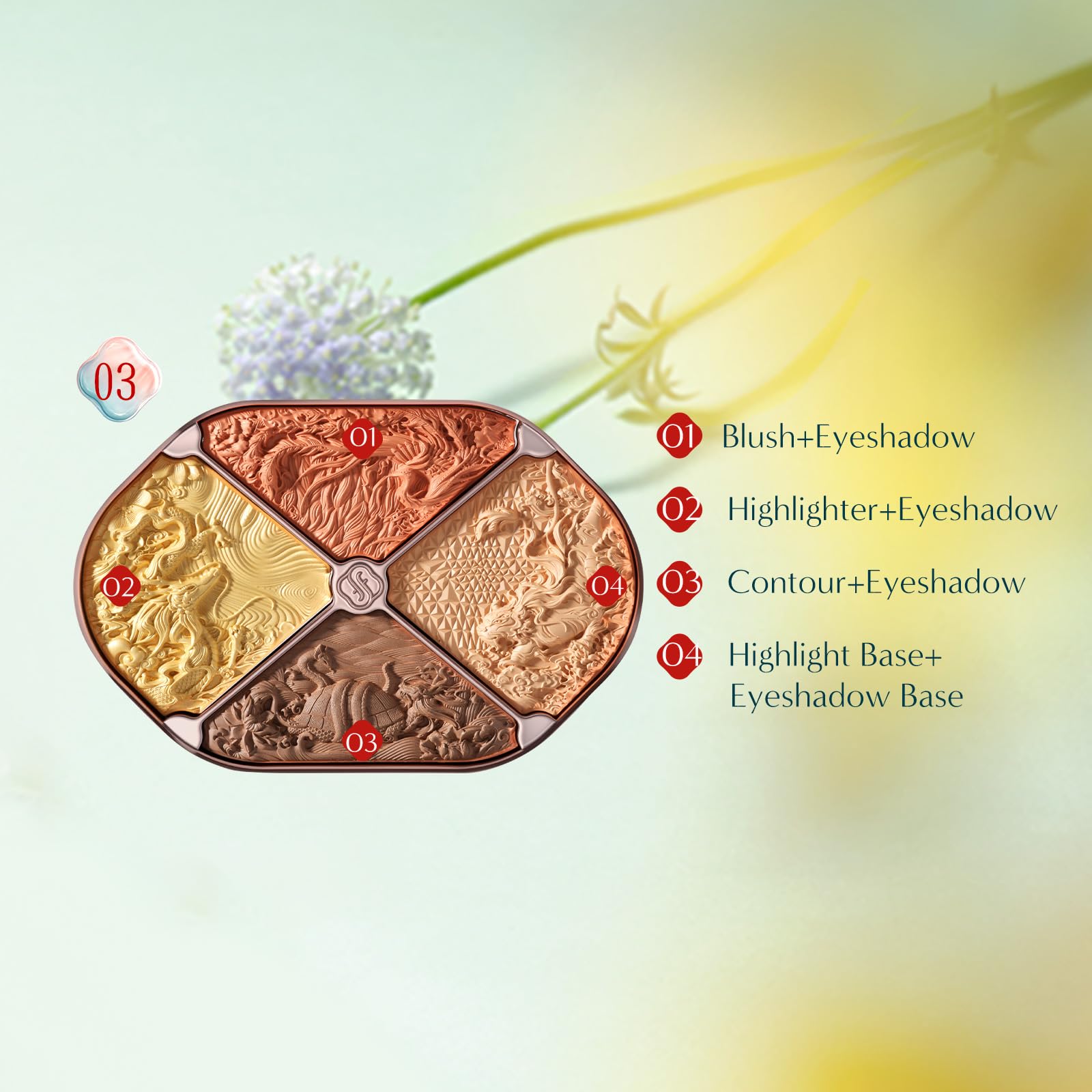 FLORASIS Constellation Floral Engraving Contour Makeup Palette – 03 Gilded Horizon