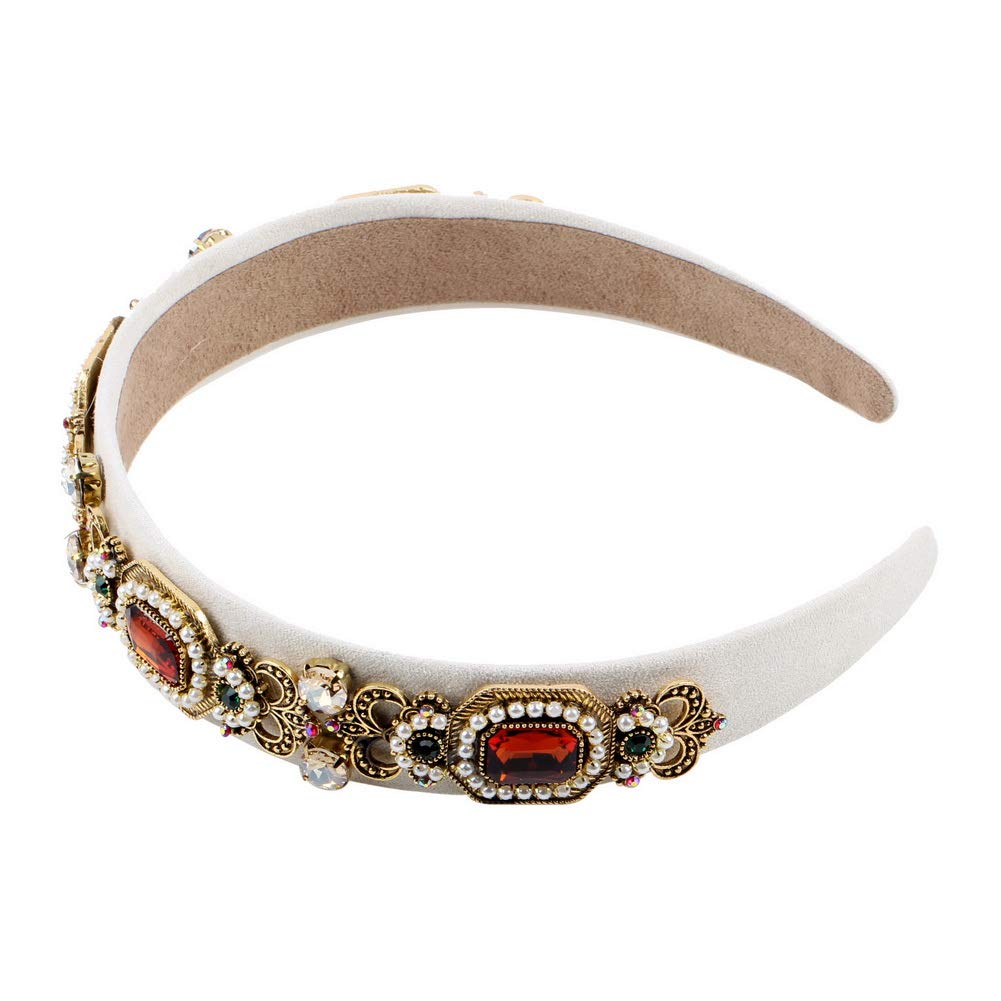 Florate Simulated Pearl Bead Vintage Crystal Headbands for Women