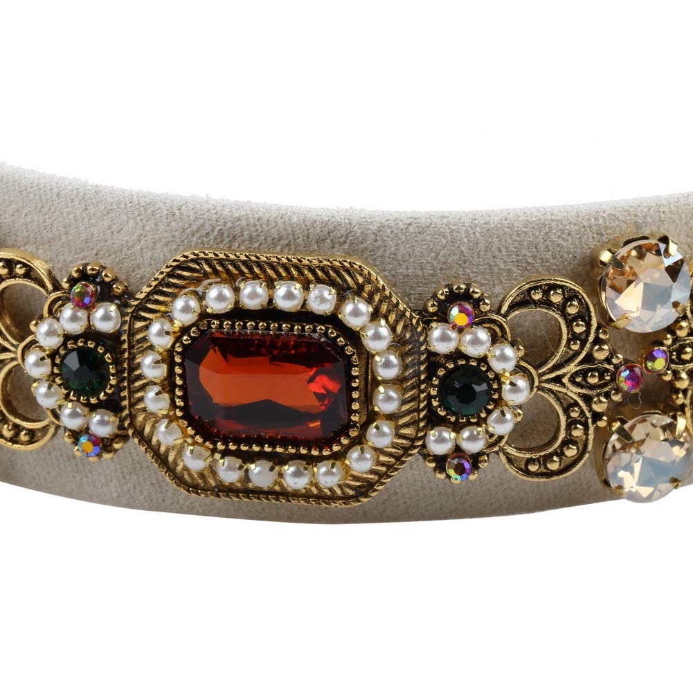 Florate Simulated Pearl Bead Vintage Crystal Headbands for Women