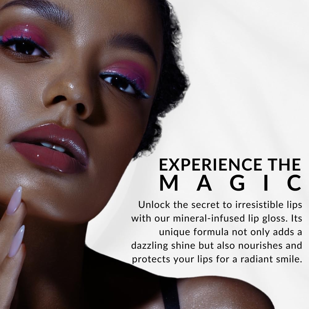 Flori Roberts Mineral Base Lip Shine - Non-Sticky, Long-Wear Lip Gloss for Deep Skin Tones