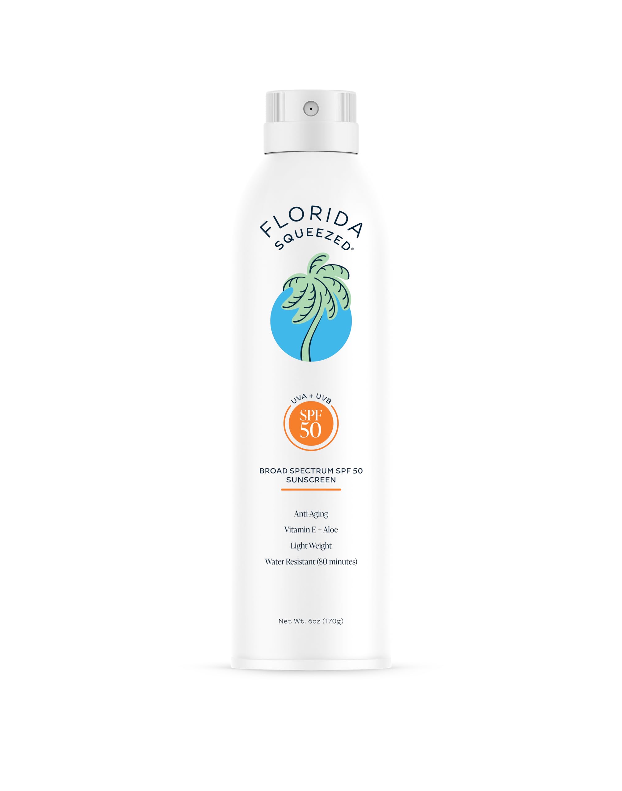 Florida Squeezed SPF 50 Sunscreen Spray – Water Resistant, Reef-Friendly, Vegan 6oz
