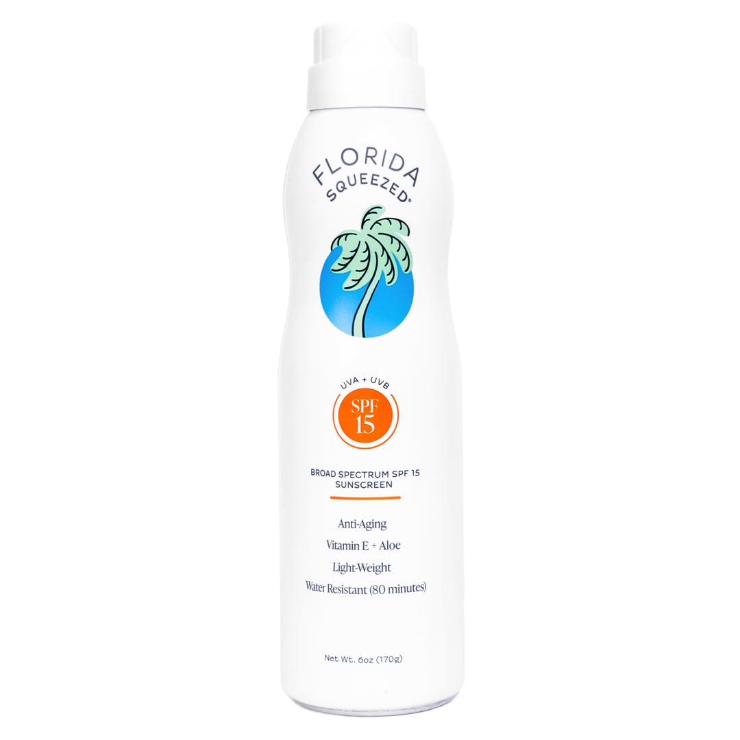 Florida Squeezed SPF 15 Sunscreen Spray — Water Resistant, Reef-Safe, 6oz, Vegan