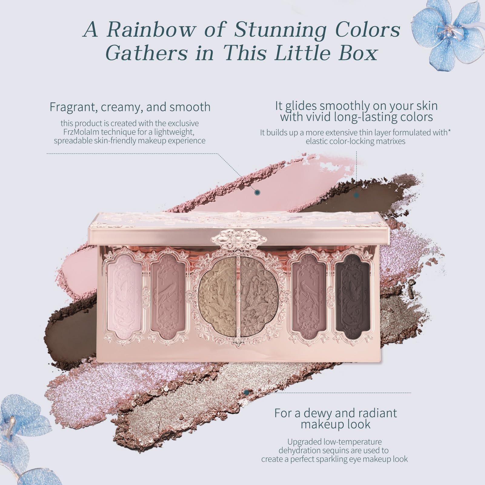 Flower Knows Butterfly Cloud Collar Palette — 6-Color Matte & Shimmer Face Palette