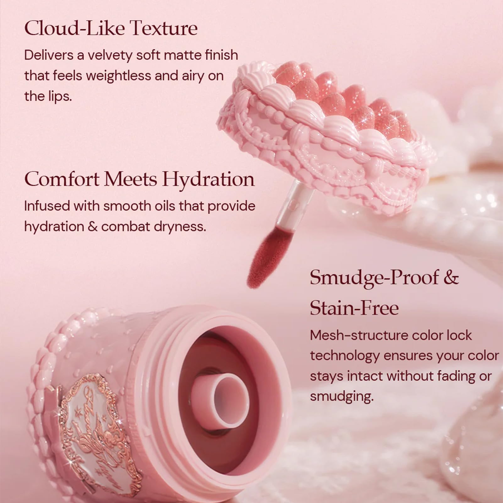 Flower Knows Strawberry Cupid Cake Lip Cream | Long-Lasting Velvet Matte Lipstick