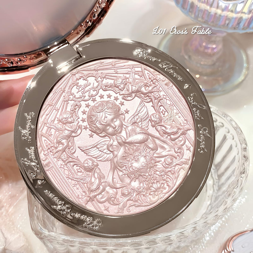 Flower Knows Little Angel Embossed Highlighter – Rosy Pearl Glow | L01 Eros's Fable