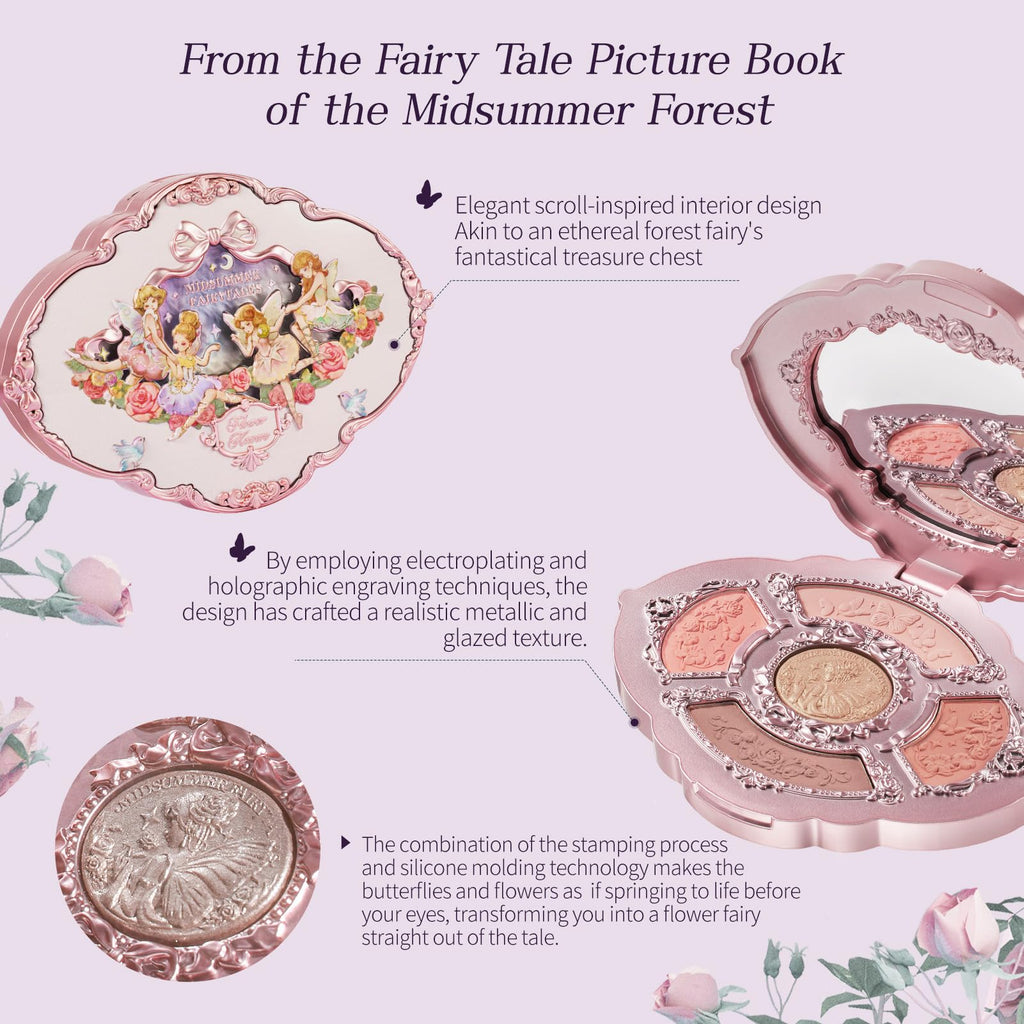 Flower Knows Midsummer Fairytales Embossed Five-Color Eyeshadow Palette – 0.23 oz – 03 Fairy Melody