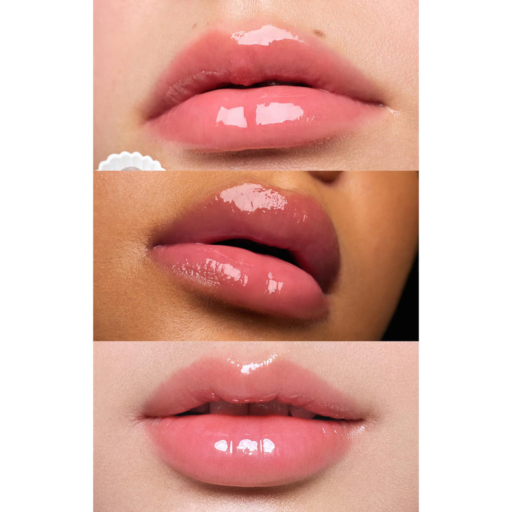 Flower Knows Shell's Jewel Nourishing Lip Glaze – Hydrating Strawberry Pink Lip Gloss with Hyaluronic, Non-Sticky 0.16 fl oz (P05 Shell Heart)