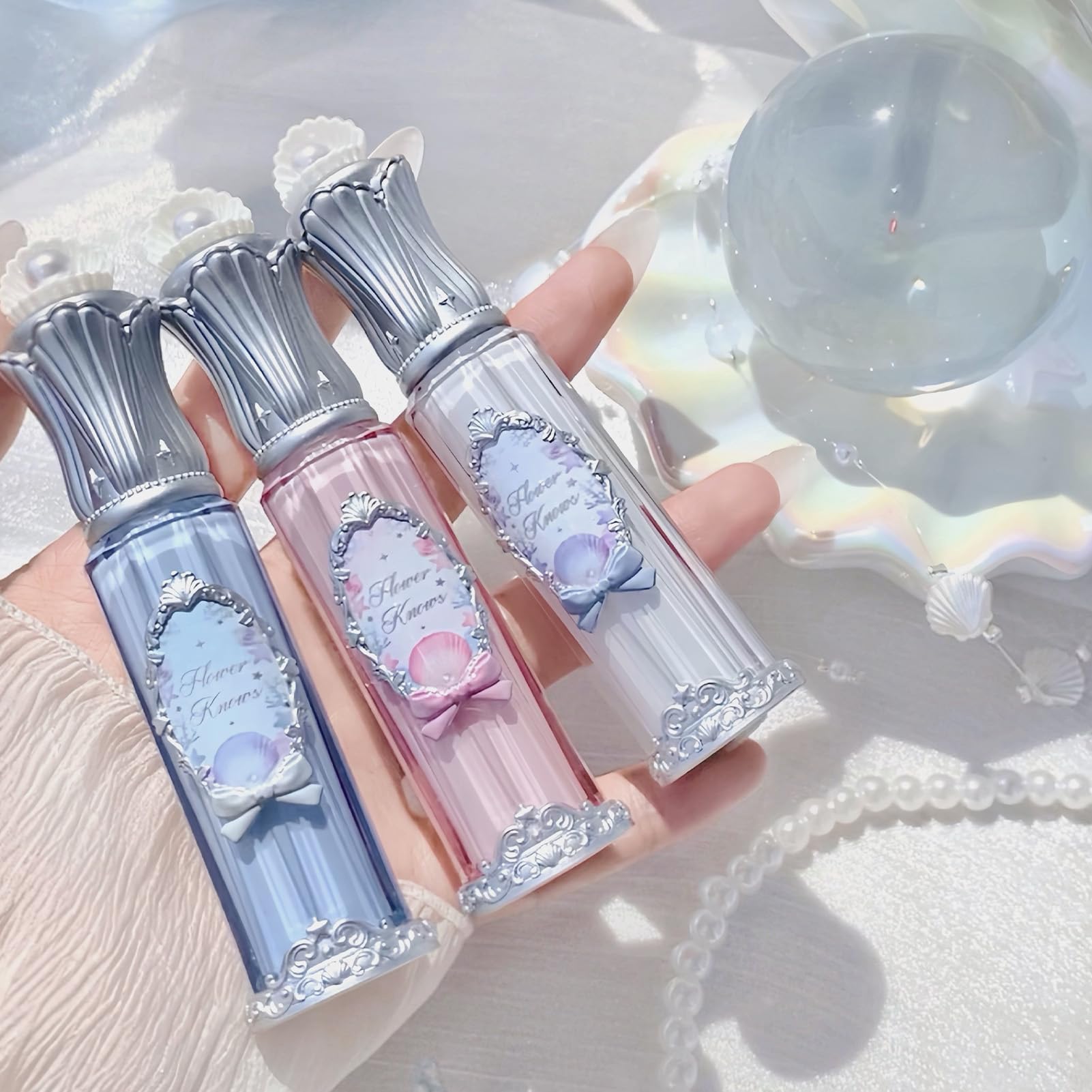Flower Knows Shell's Jewel Nourishing Lip Glaze – Hydrating Watermelon Pink Gloss with Hyaluronic