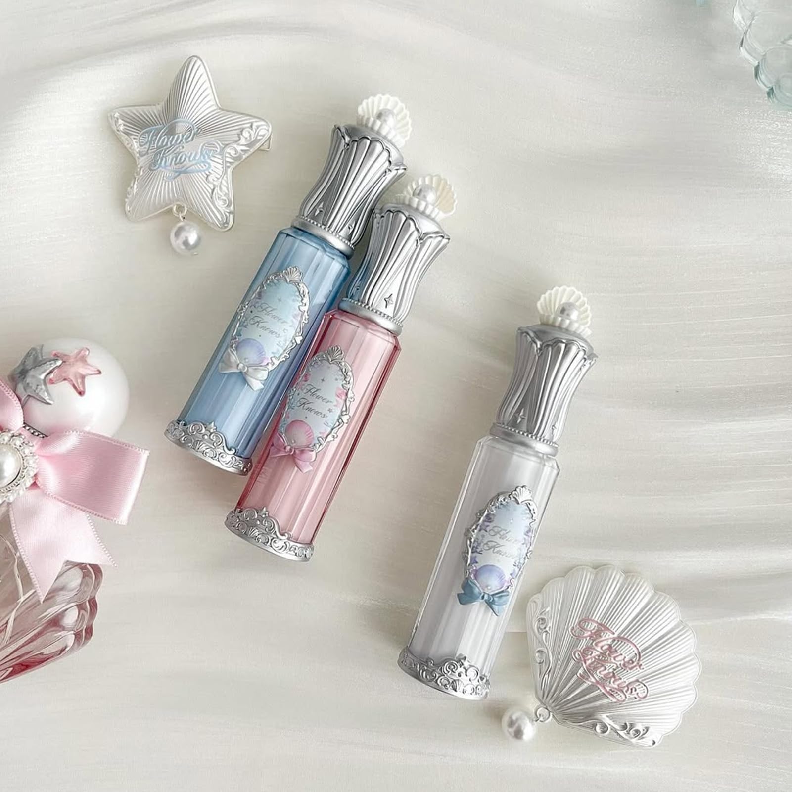 Flower Knows Shell's Jewel Nourishing Lip Glaze – Hydrating Watermelon Pink Gloss with Hyaluronic