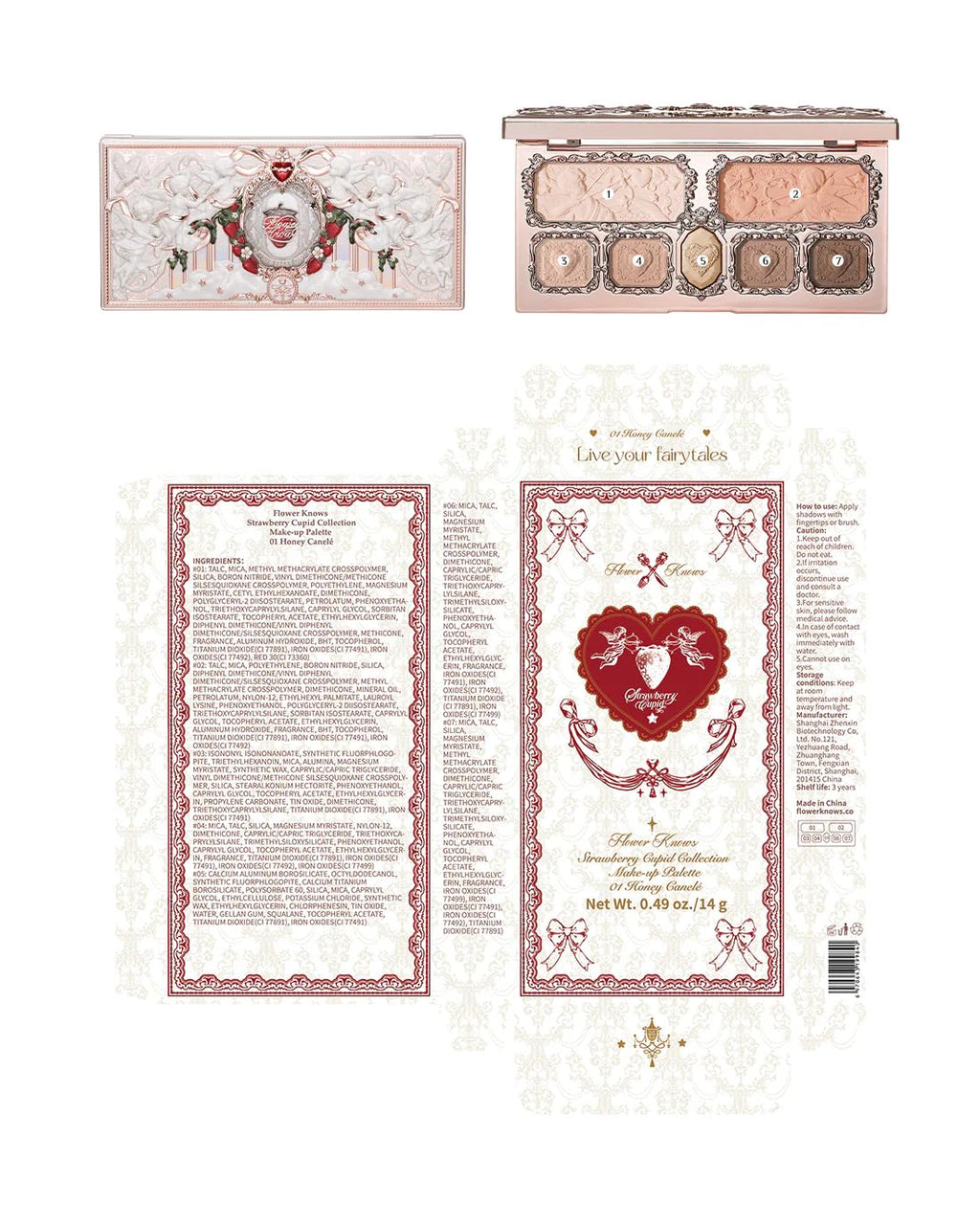 Flower Knows Strawberry Cupid Palette - 5 Matte + 2 Shimmer Neutrals