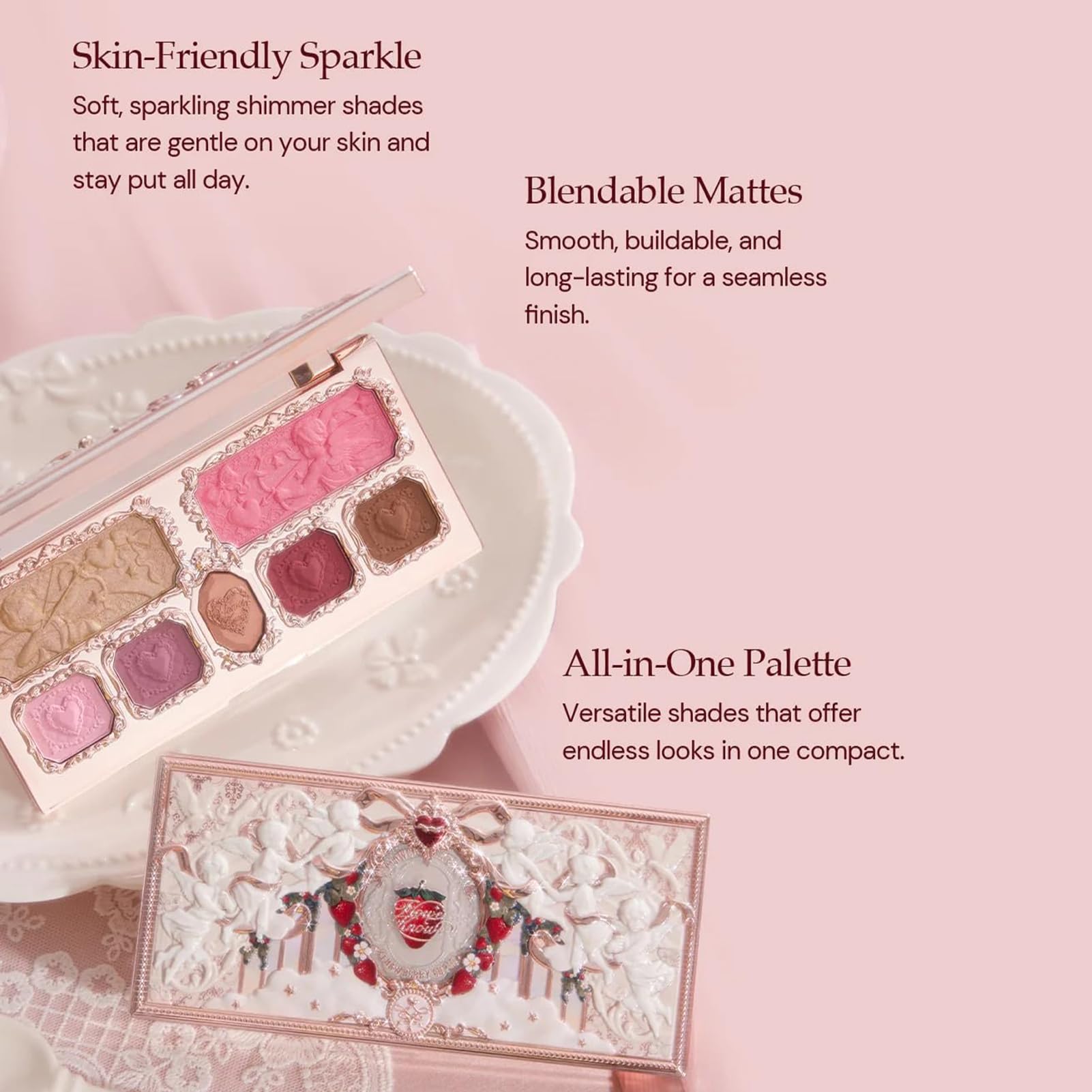 Flower Knows Strawberry Cupid Palette – Pink Matte & Shimmer 7-Shade Makeup Palette