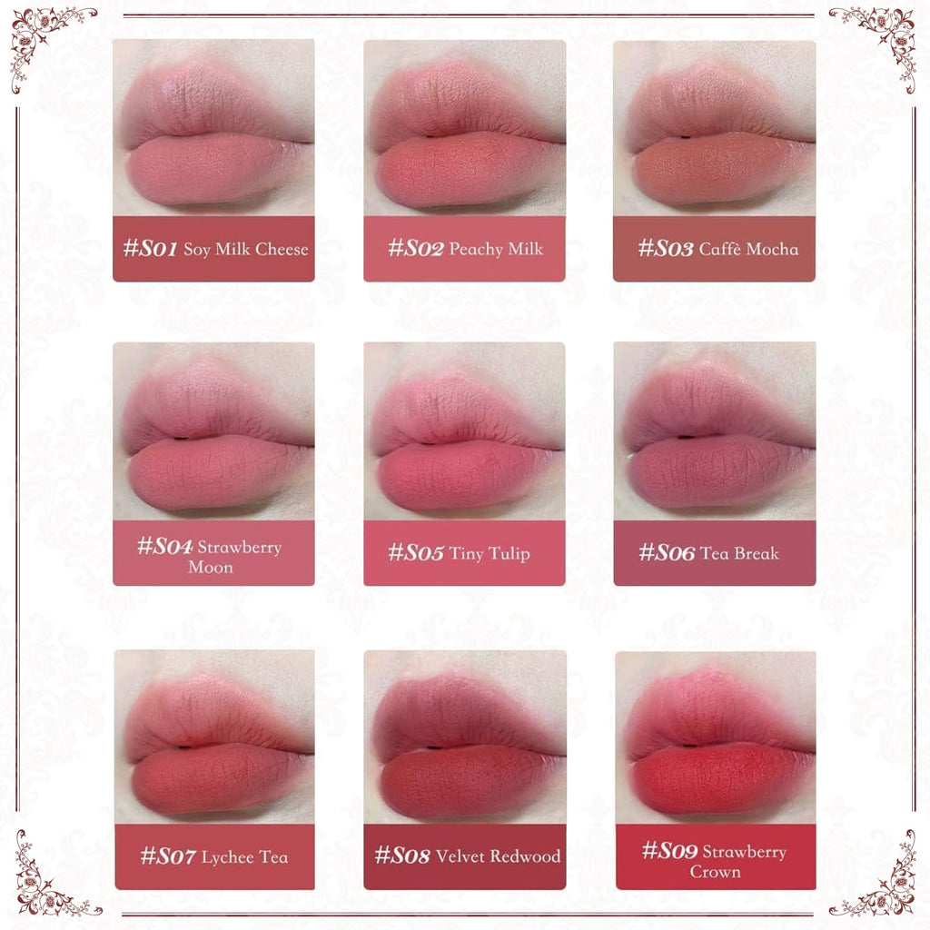 Flower Knows Strawberry Rococo Cloud Lip Cream – S03 Caffè Mocha Matte Lipstick
