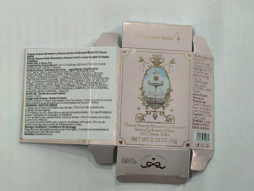 Flower Knows Strawberry Rococo Embossed Blush – Buildable Rose Pink Powder for Cheeks (03 Classic Ballet)