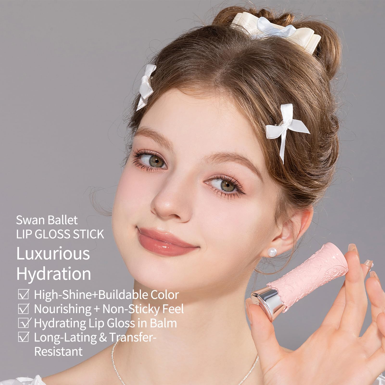Flower Knows Swan Ballet Shine Lipstick & Hydrating Lip Gloss in Mary Jane Nude