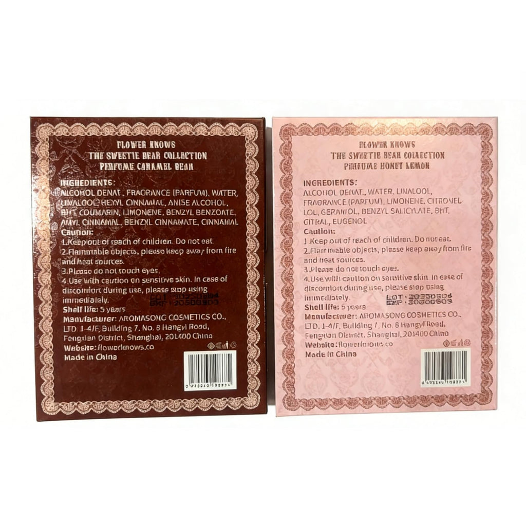 Flower Knows Sweetie Bear Perfume – Vegan EdP Duo (Honey Lemon & Caramel Bear) 0.08 fl oz