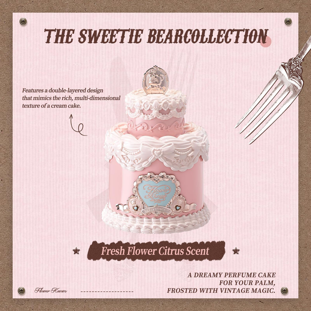 Flower Knows Sweetie Bear Honey Lemon Eau de Parfum for Women – Vegan Cream Cake Bottle