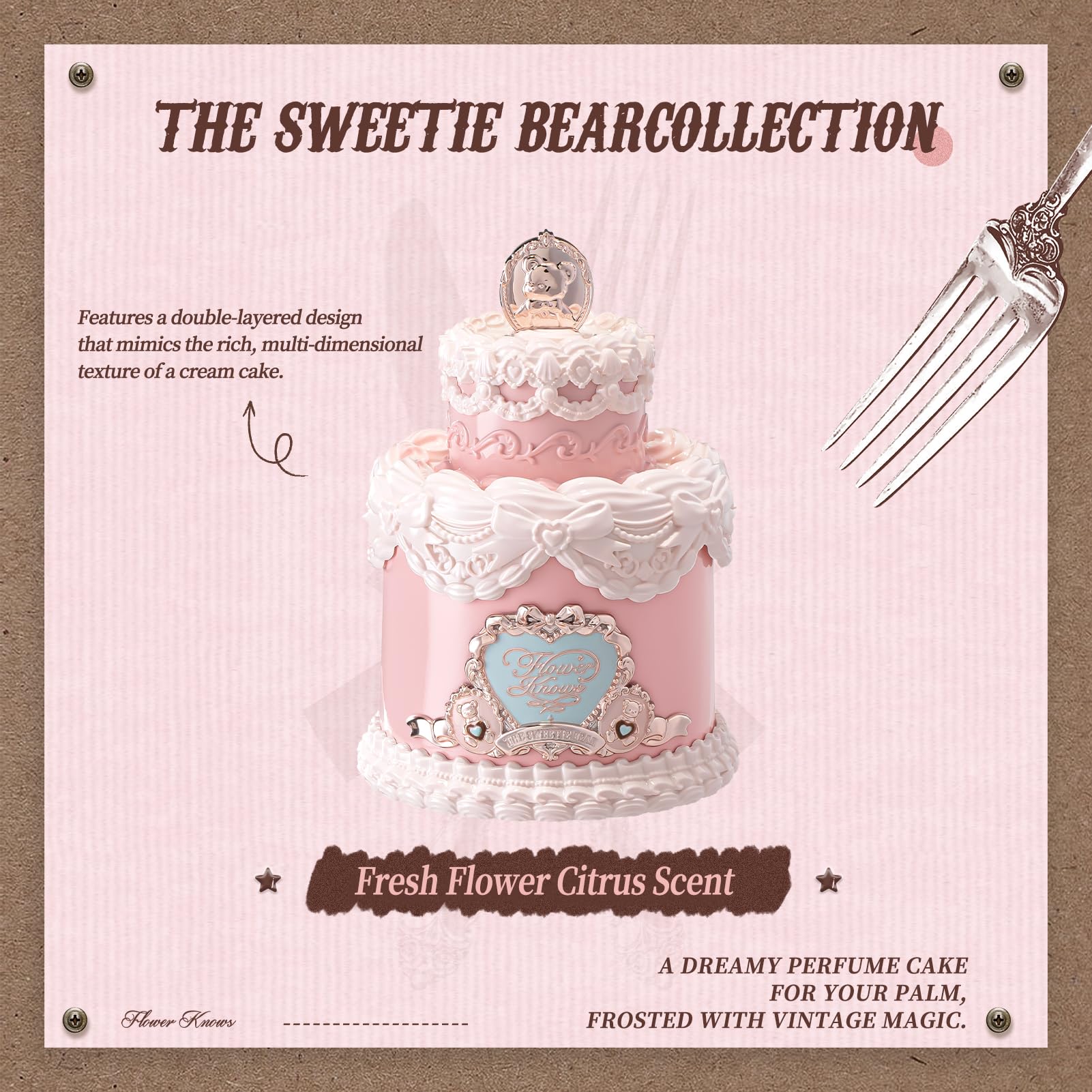 Flower Knows Sweetie Bear Honey Lemon Eau de Parfum for Women – Vegan Cream Cake Bottle