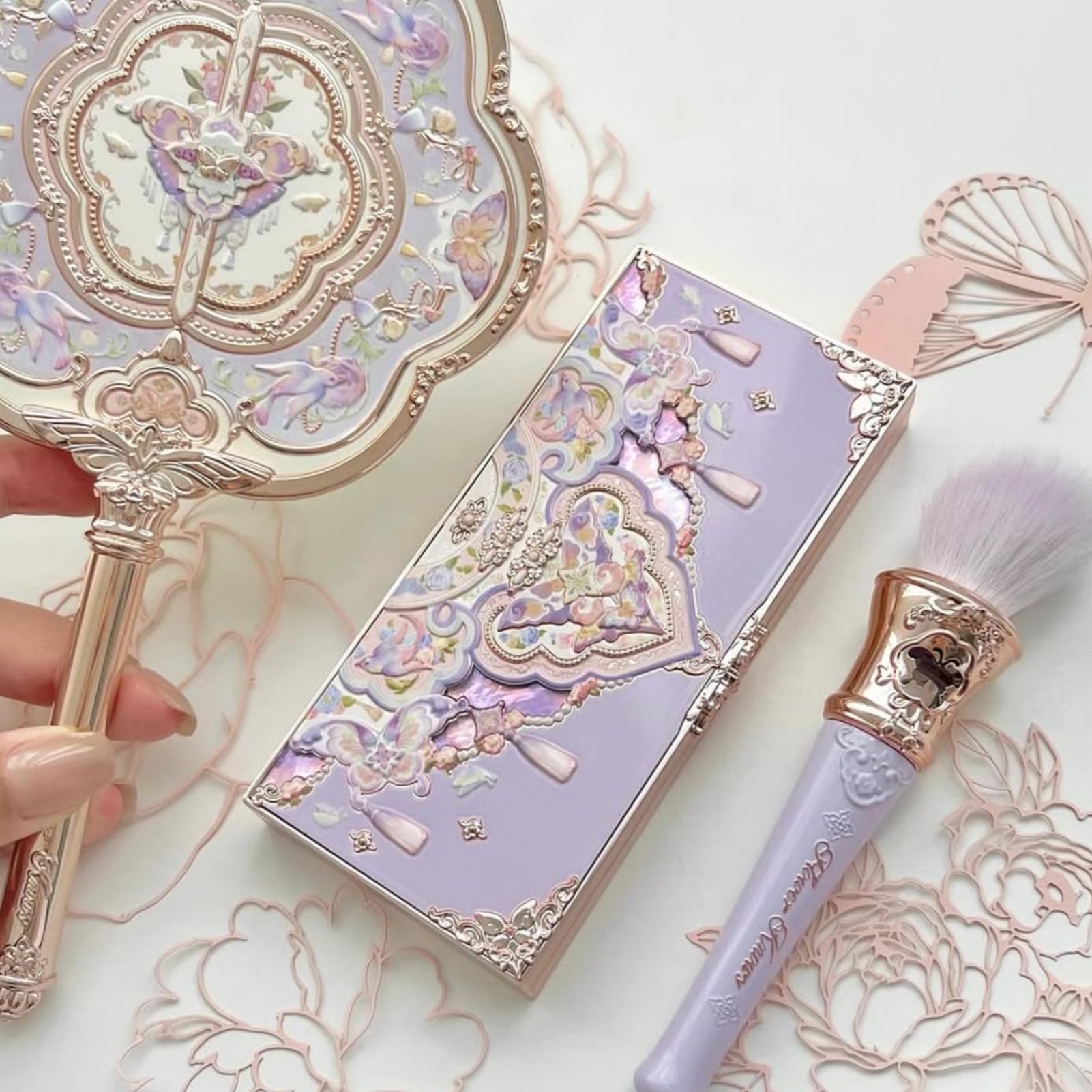 Flower Knows Butterfly Cloud Collar Palette — 6-Color Matte & Shimmer Face Palette