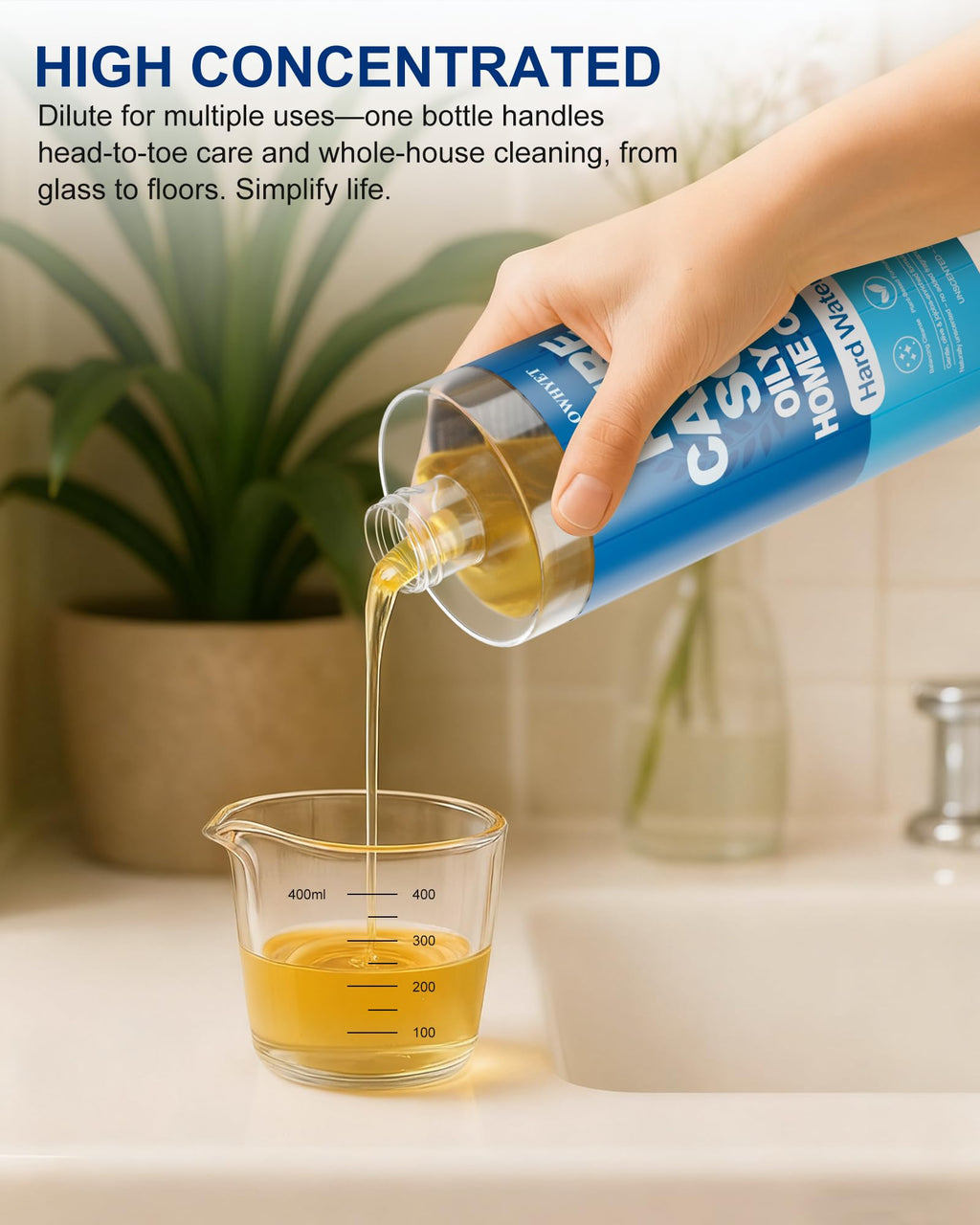 FLOWHYET Pure Castile Soap Liquid Unscented 1L | Hard Water Friendly Body Wash & Multi-Purpose Cleaner