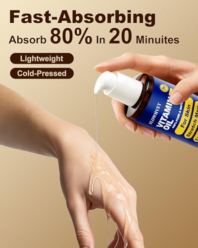 FLOWHYET Pure Vitamin E Oil for Skin – Lightweight, Fast-Absorbing 300ml