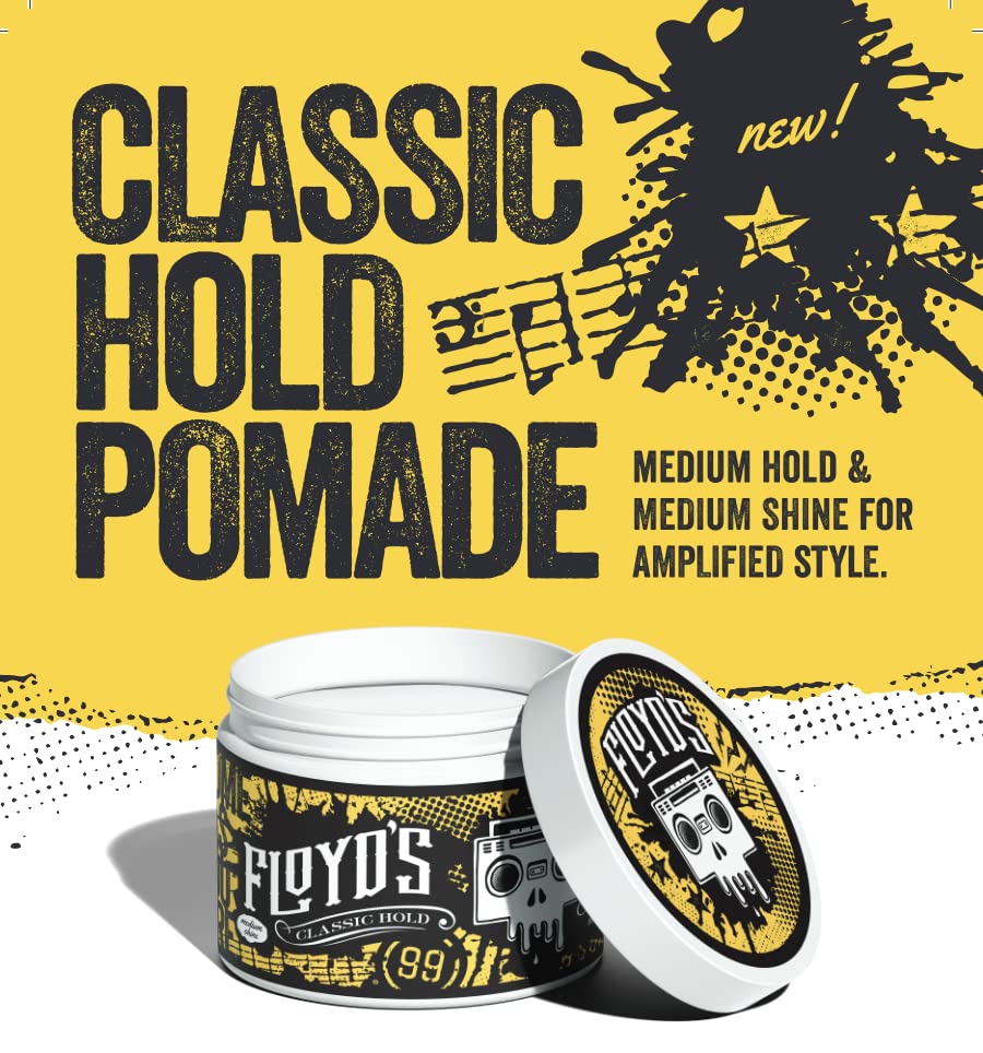 Floyd's 99 Classic Hold Pomade – Medium Hold, Medium Shine, Water-Based, 4 oz | Suavecito-Powered