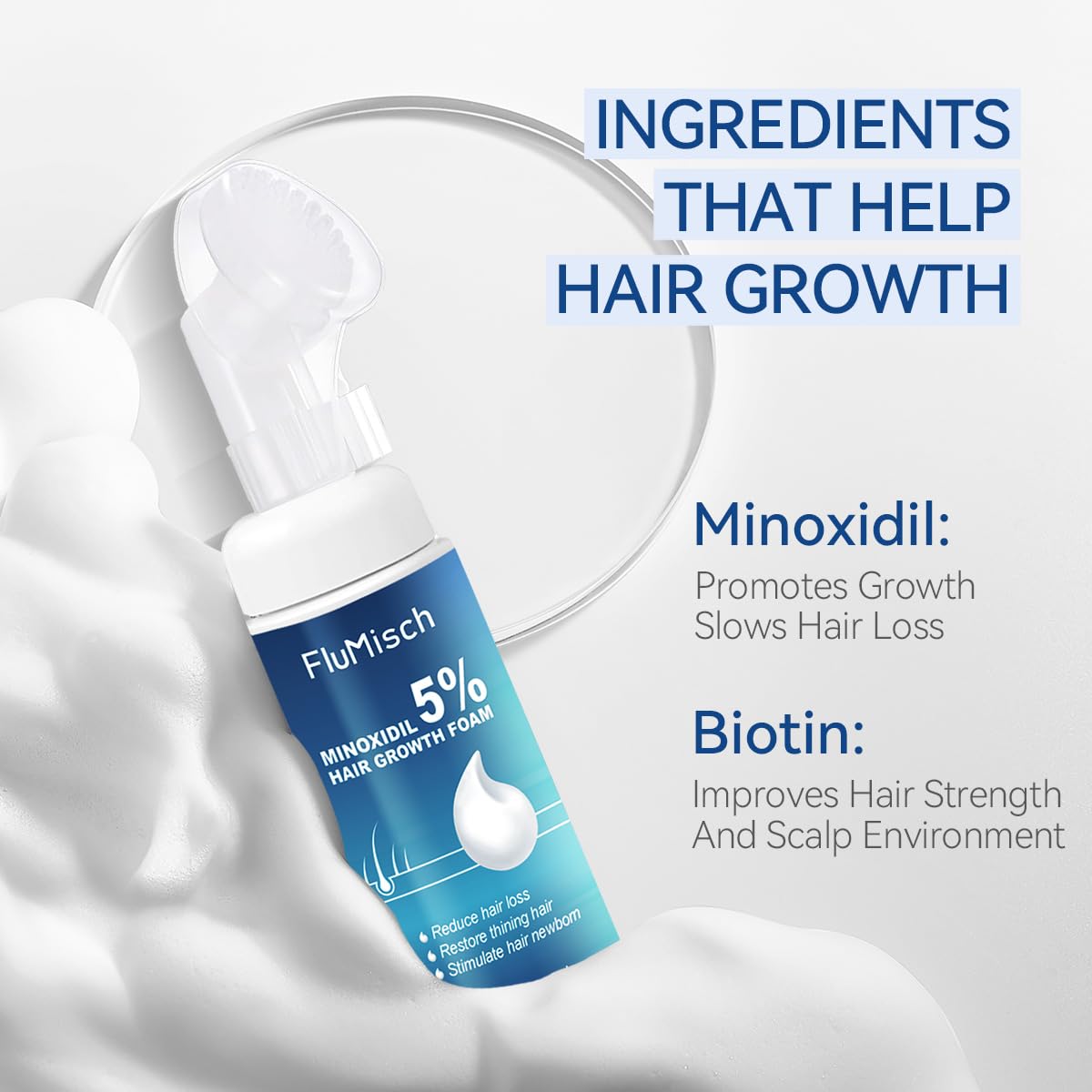 FluMisch 5% Minoxidil Foam for Men with Biotin – 3 Month Supply (3 Pcs)