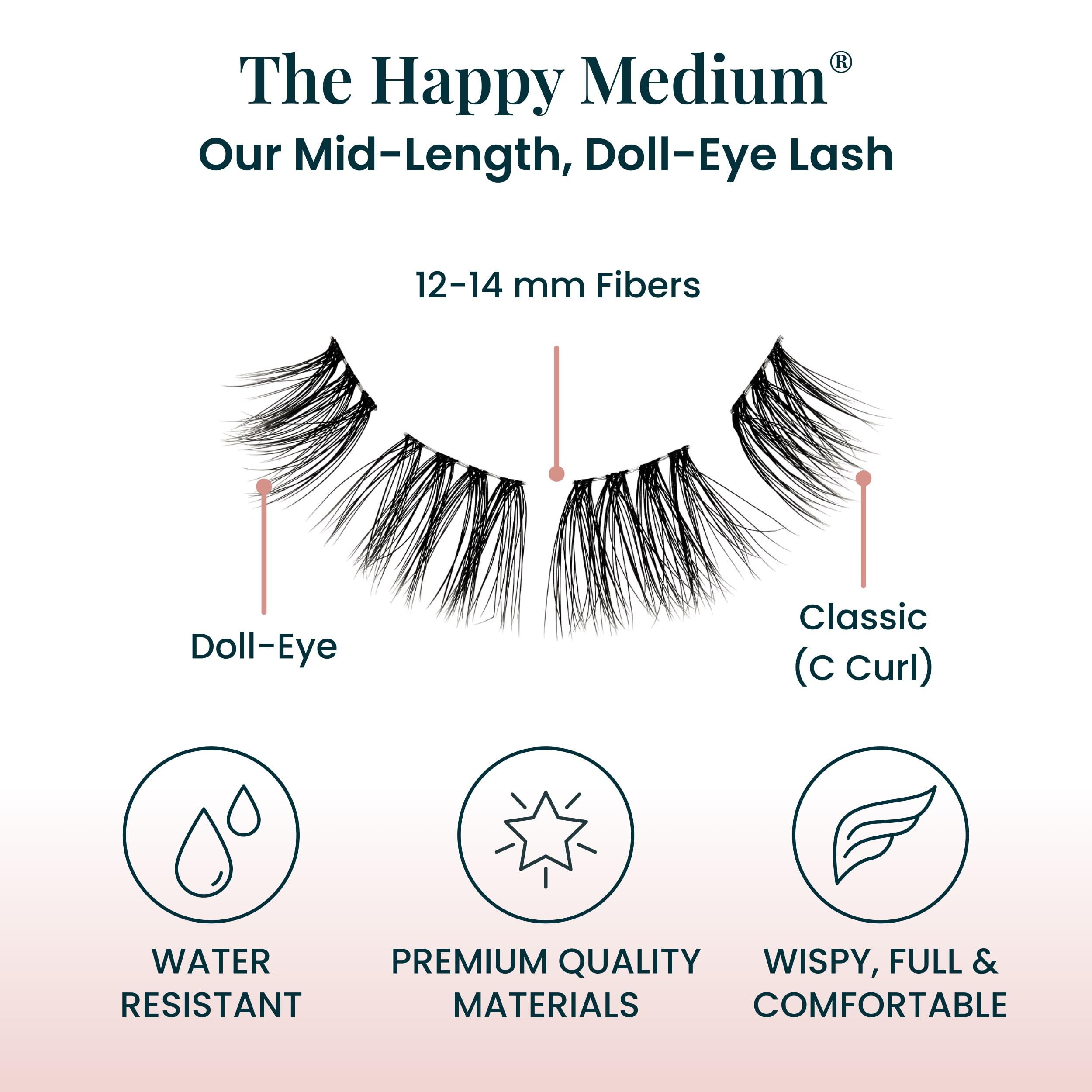 FlutterHabit The Happy Medium Lashes – 2 Sets, Up to 10 Days, Doll-Eyed Look