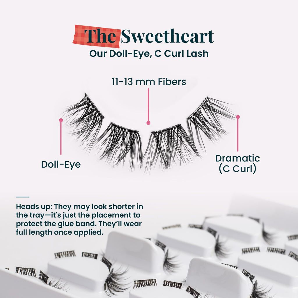 FlutterHabit STICKtionary Sweetheart Self-Adhesive Eyelashes Kit — No Glue, 5 Pairs, Beginner-Friendly