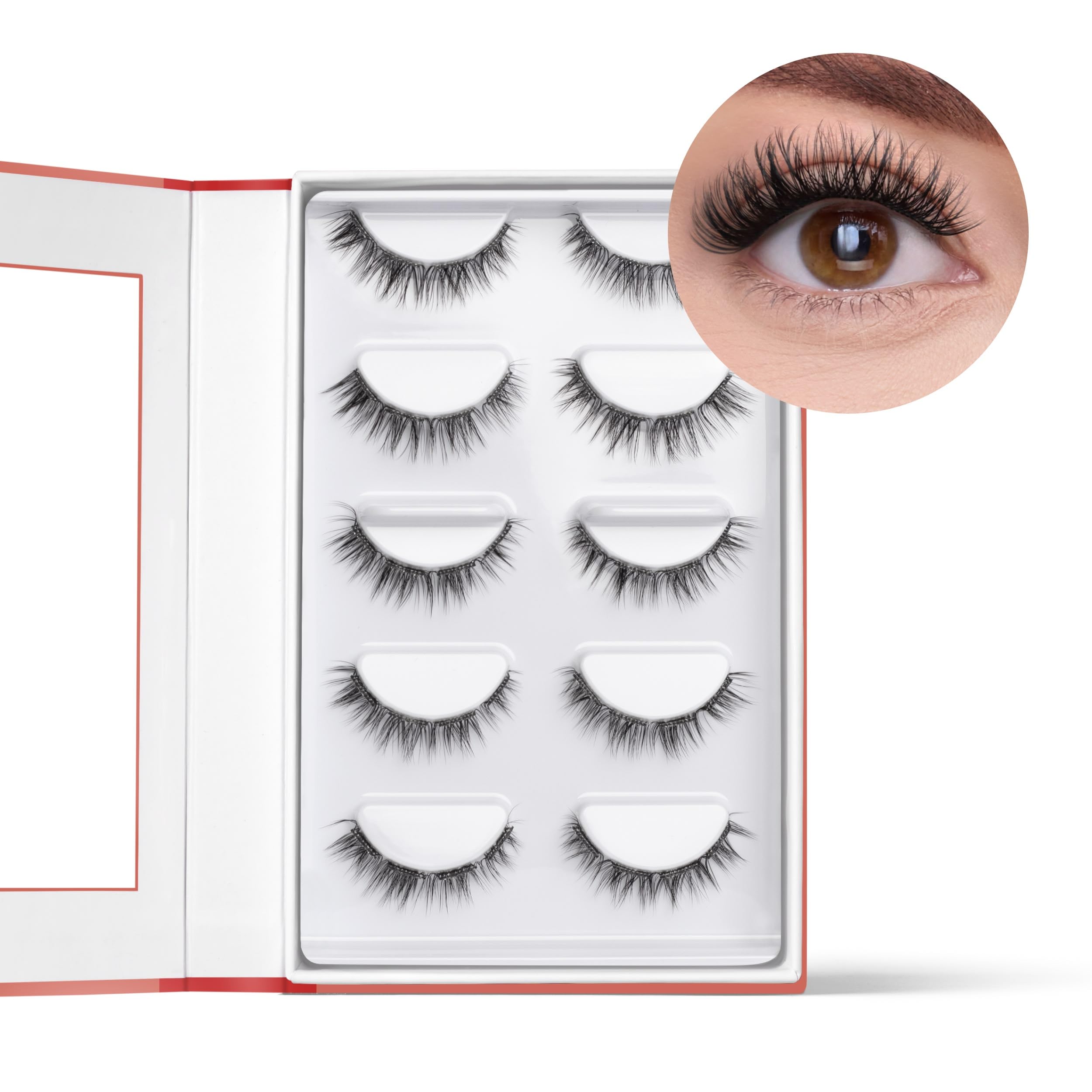 FlutterHabit STICKtionary Sweetheart Self-Adhesive Eyelashes Kit — No Glue, 5 Pairs, Beginner-Friendly