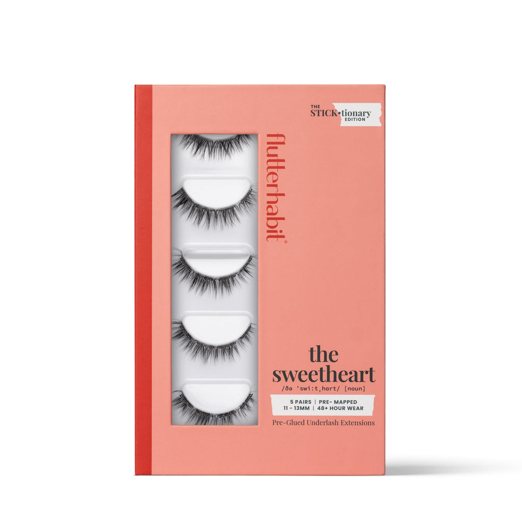 FlutterHabit STICKtionary Sweetheart Self-Adhesive Eyelashes Kit — No Glue, 5 Pairs, Beginner-Friendly