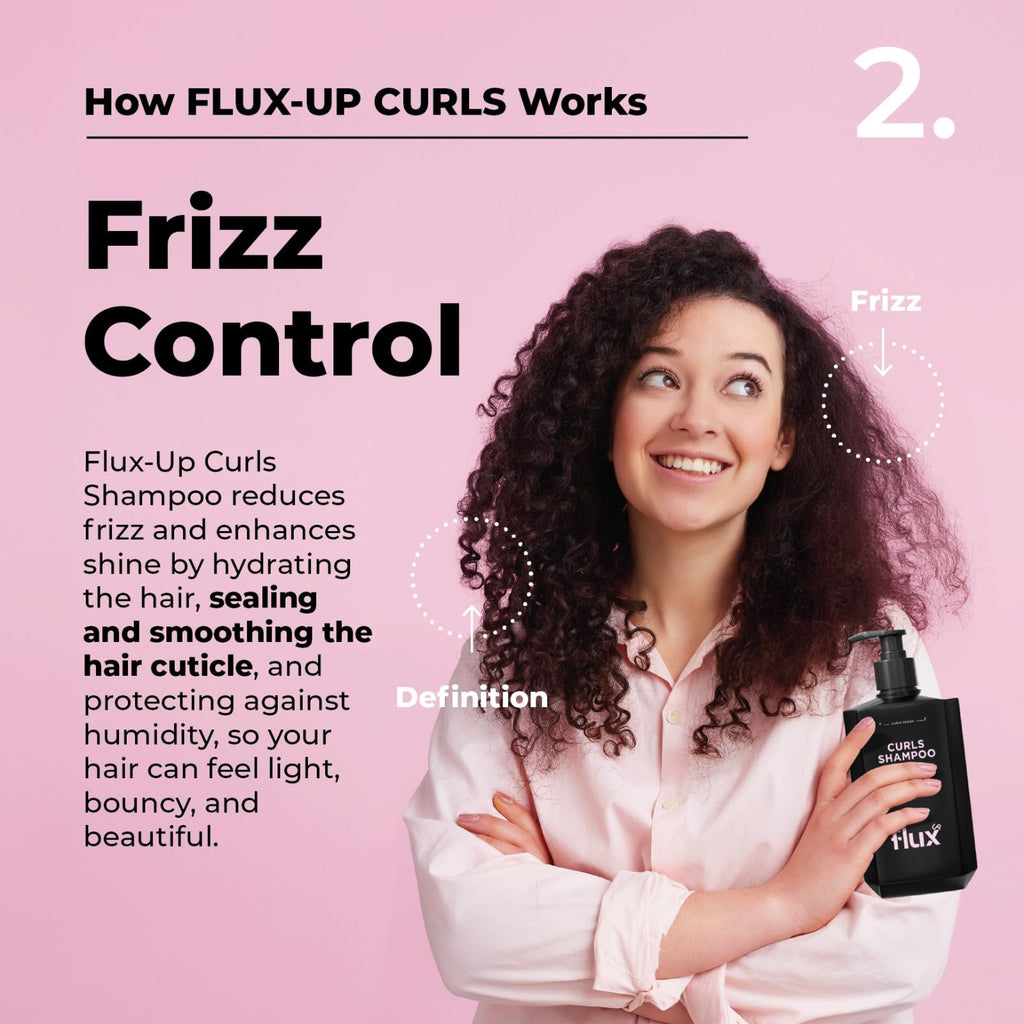 FLUX UP Curly Hair Shampoo – Hydrating, Sulfate-Free Frizz Control for Defined Curls – 17 fl oz