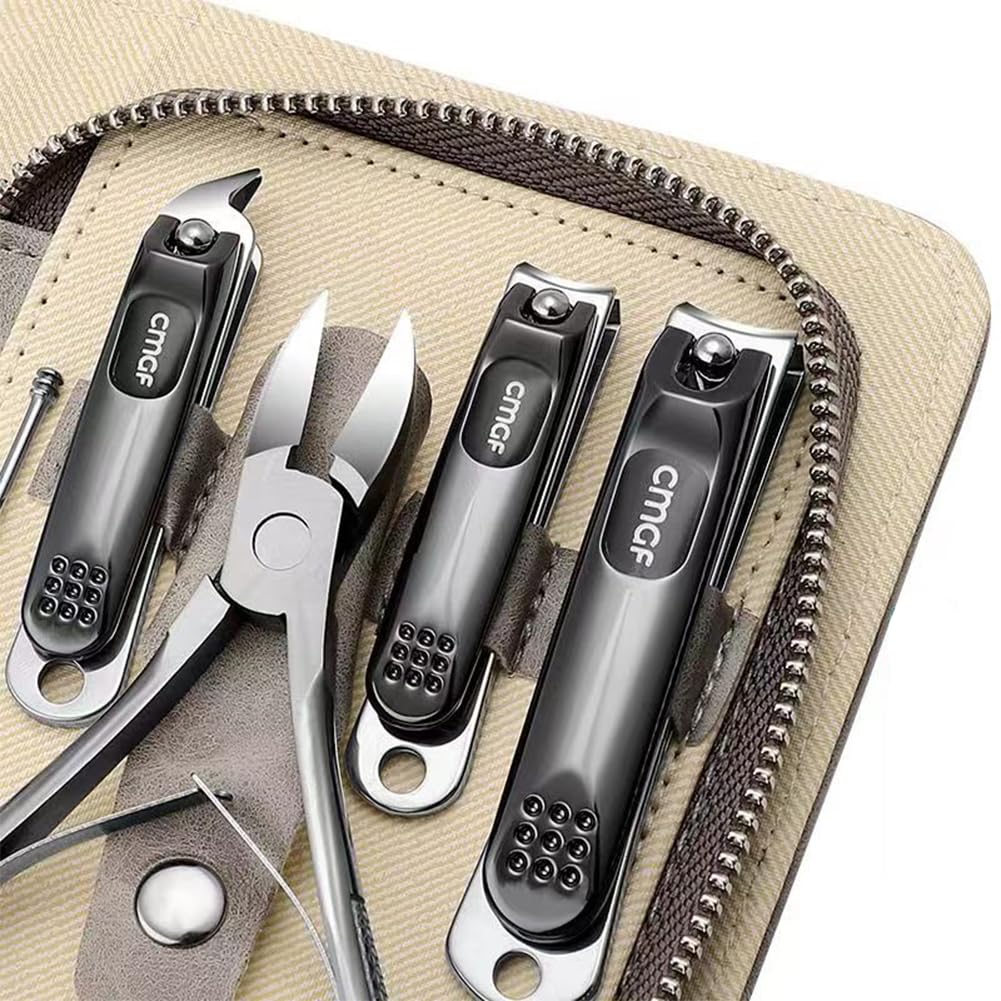 FNCIXING 12-in-1 Manicure Kit with Nail Scissors & Cuticle Cutter – Grey