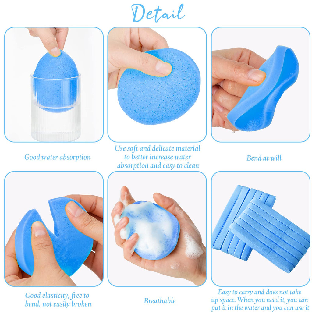 Foaincore 600-Piece Compressed Facial Sponge – Round Blue Sponges for Cleansing & Makeup Removal