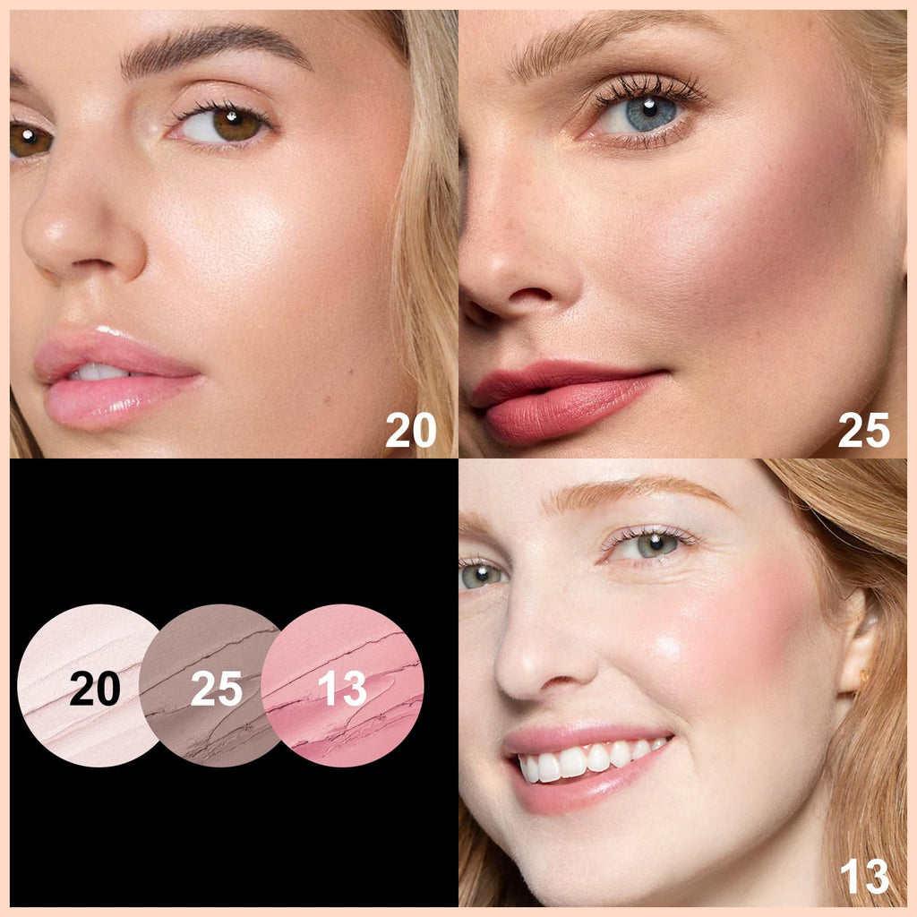 FOCALLURE 3 Pcs Cream Contour Sticks – Highlighter, Bronzer & Blush Kit | Lightweight, Non-Greasy, Long-Wear (Fair-Light)