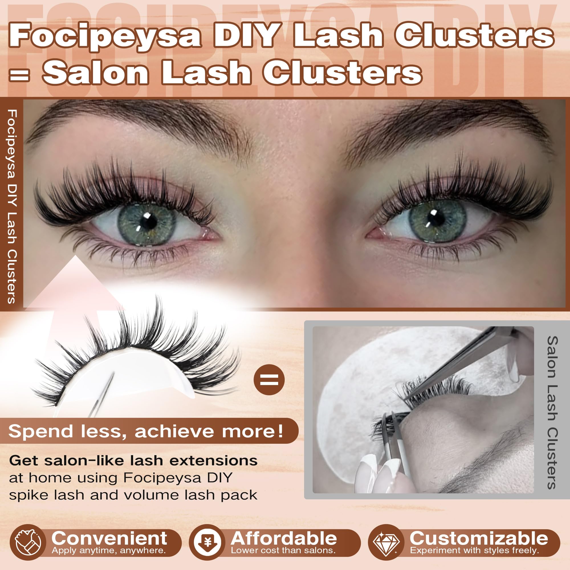 Focipeysa Manga Lash Clusters – DIY Anime Lashes, 330 Pcs (8-16mm)