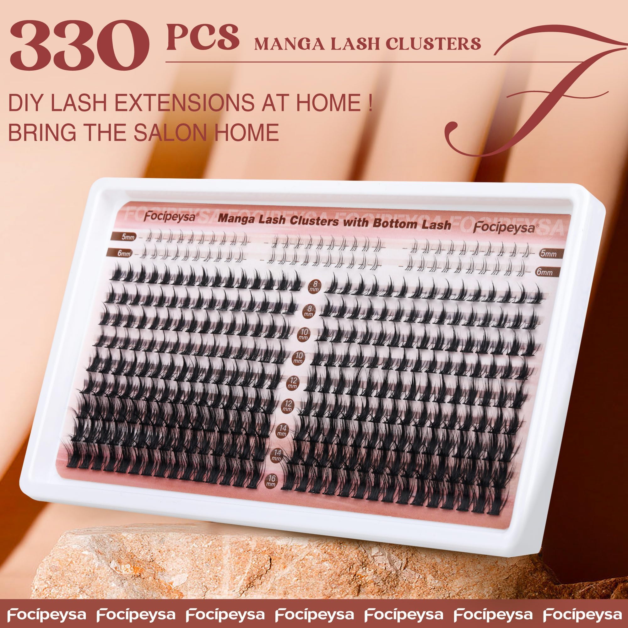Focipeysa Manga Lash Clusters – DIY Anime Lashes, 330 Pcs (8-16mm)