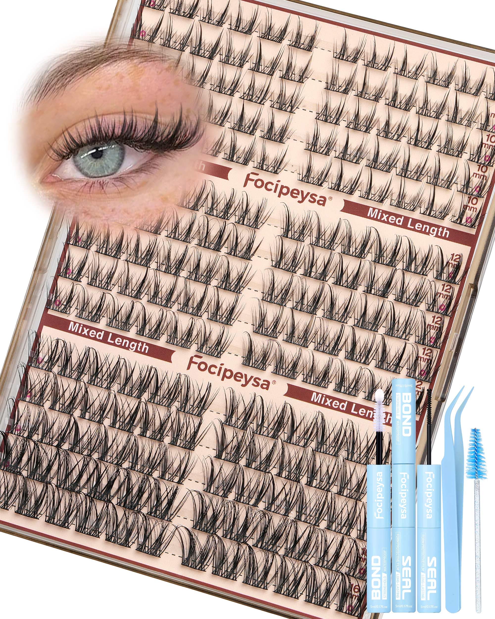 Focipeysa Fairy Lash Extension Kit – Bond & Seal, Wispy 10-16mm Clusters