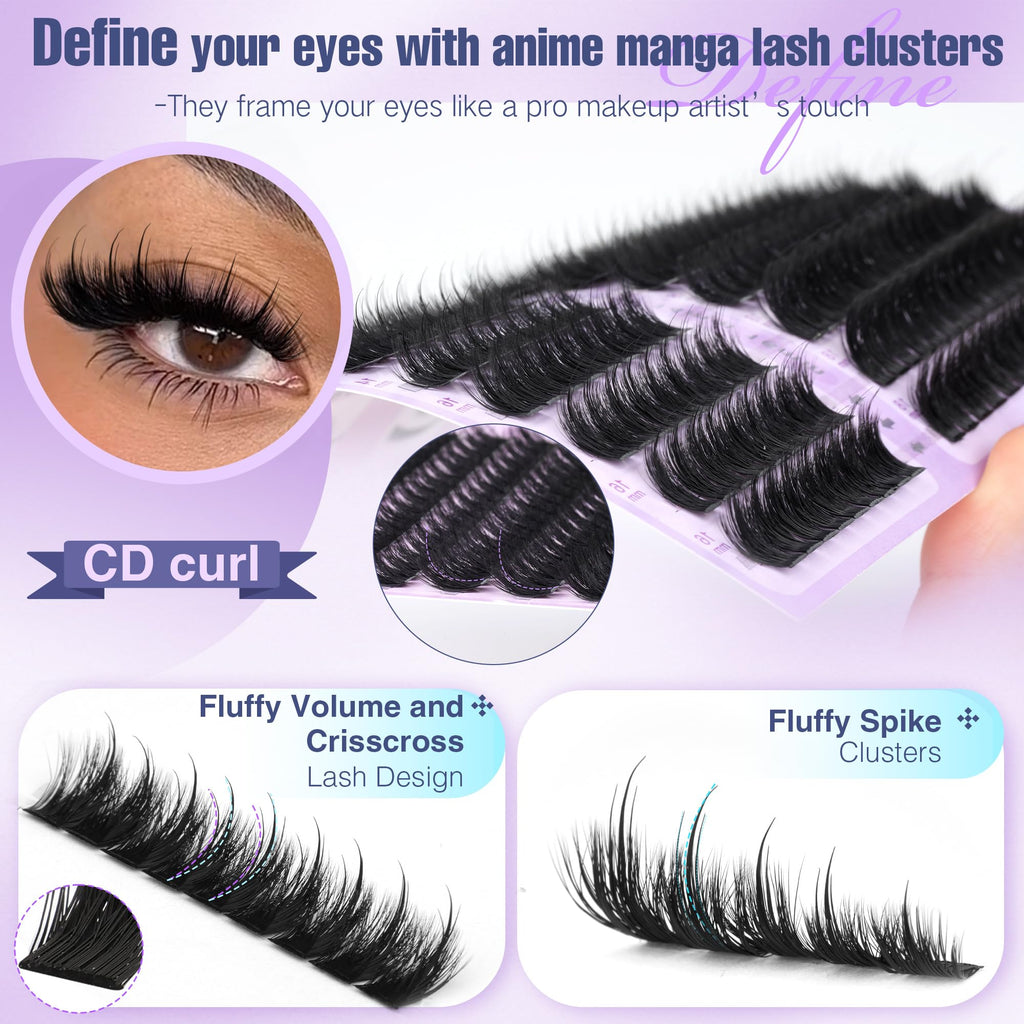 Focipeysa Lash Clusters Fluffy Spike – DIY 324pcs 200D Volume Lashes 10-18mm