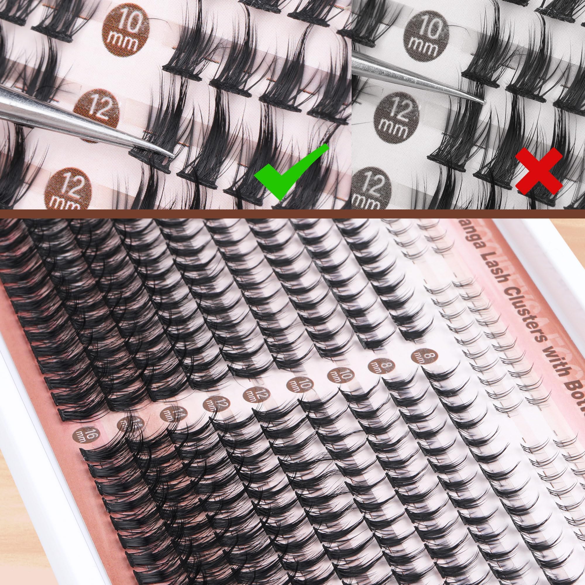 Focipeysa Manga Lash Clusters – DIY Anime Lashes, 330 Pcs (8-16mm)