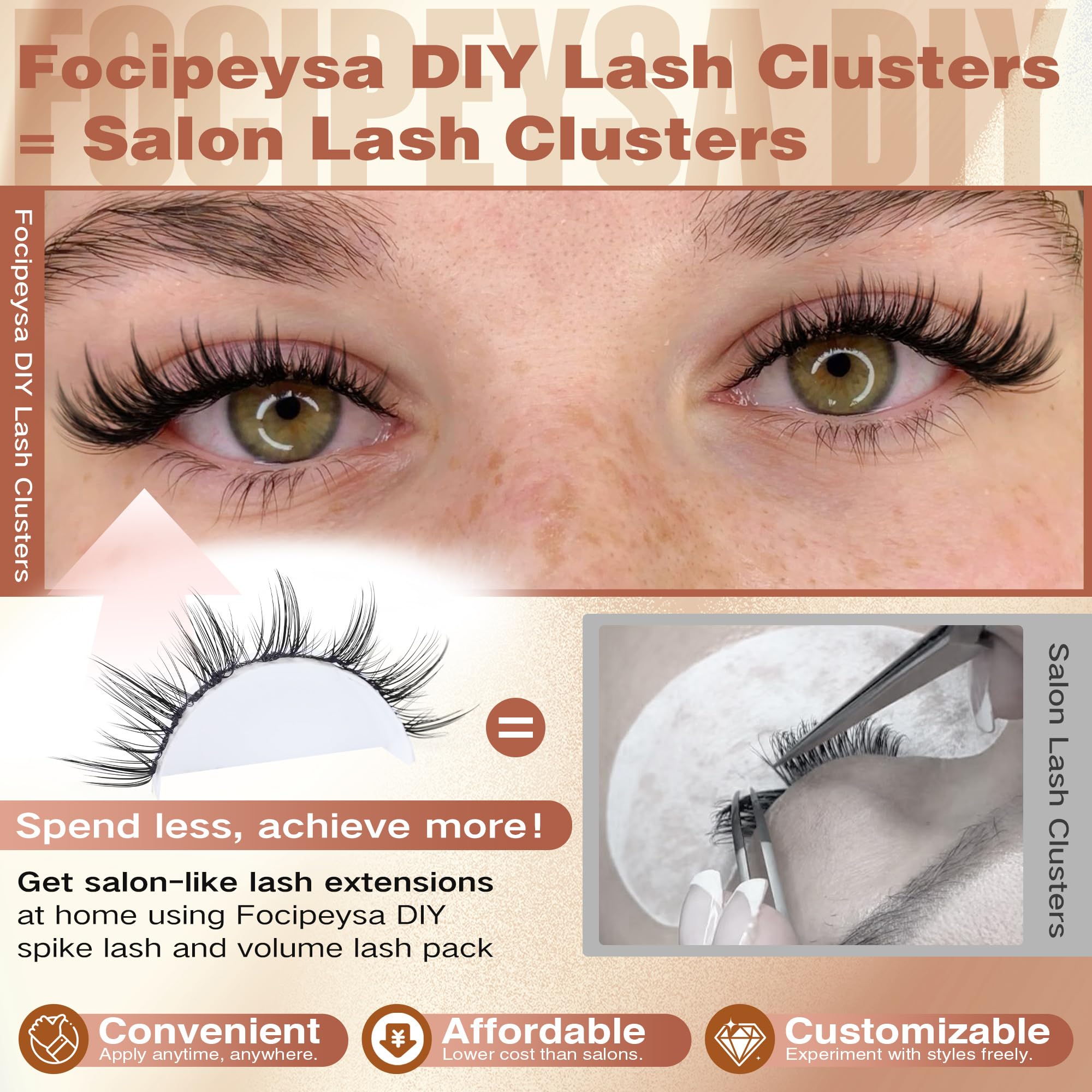 Focipeysa Fairy Lash Extension Kit – Bond & Seal, Wispy 10-16mm Clusters