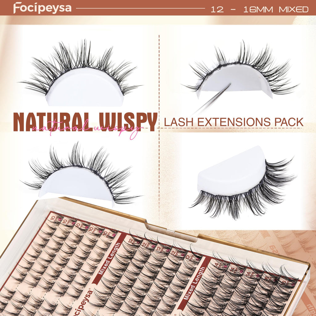 Focipeysa Fairy Lash Extension Kit – Bond & Seal, Wispy 10-16mm Clusters