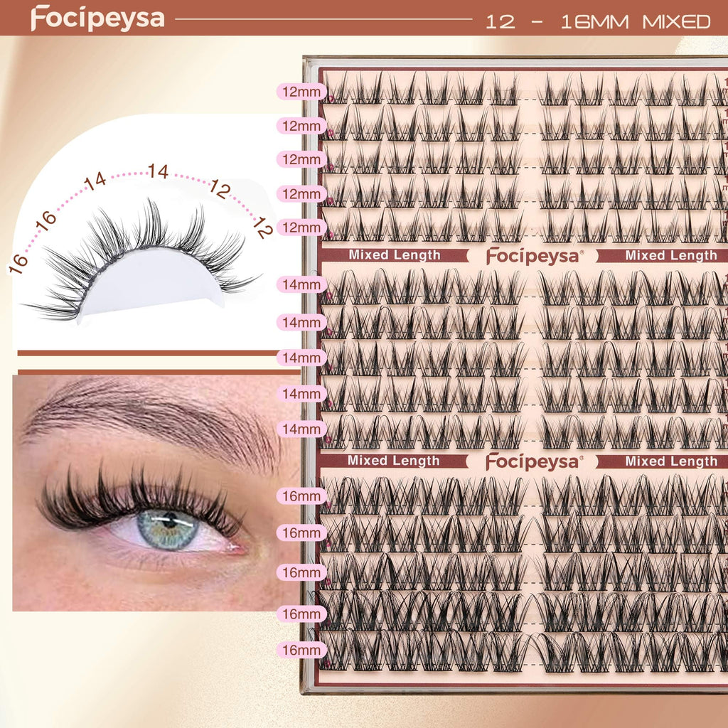 Focipeysa Fairy Lash Extension Kit – Bond & Seal, Wispy 10-16mm Clusters