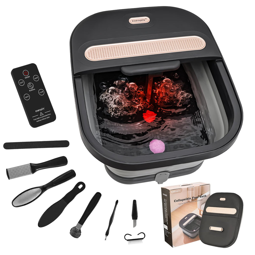 FOFOJÔY Collapsible Foot Spa Bath with Massager, Heat, Bubble Jets & Remote