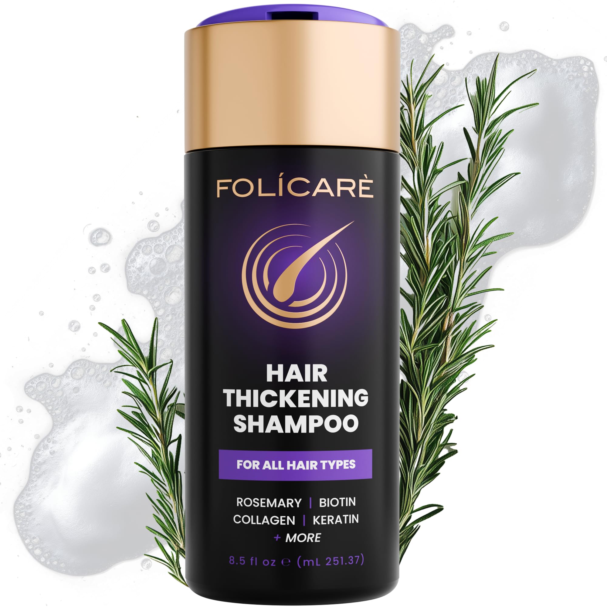 FOLICARE Thickening Hair Growth Shampoo – Biotin, Keratin & Rosemary (Sulfate Free)
