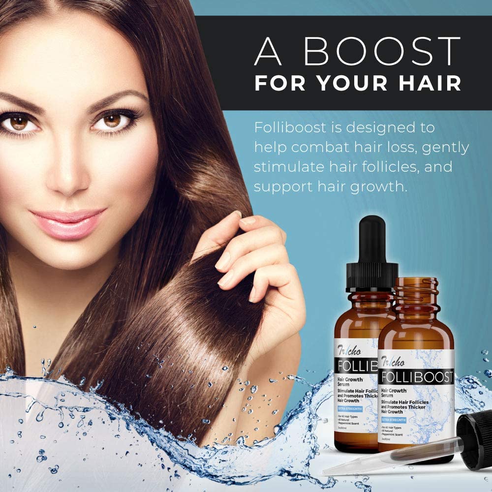 Tricho Labs Folliboost Hair Growth Serum – Natural-Based Formula with Biotin & Peppermint Oil – Thicker, Fuller Hair – 2oz, 6-Pack