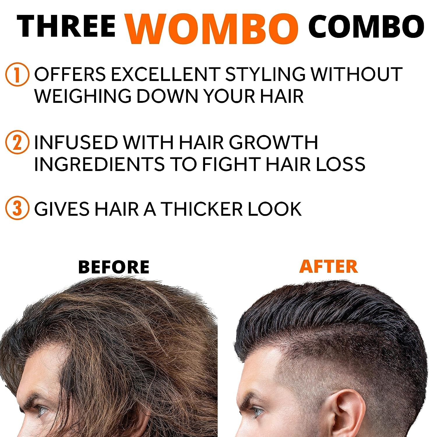 FOLLICLE BOOSTER Thickening Water-Based Pomade – 2-Pack, Strong Hold, Matte Finish, Infused with Biotin & Caffeine