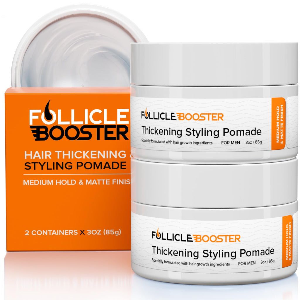 FOLLICLE BOOSTER Thickening Pomade – 2-Pack, Medium Hold, Water-Based, Matte Finish